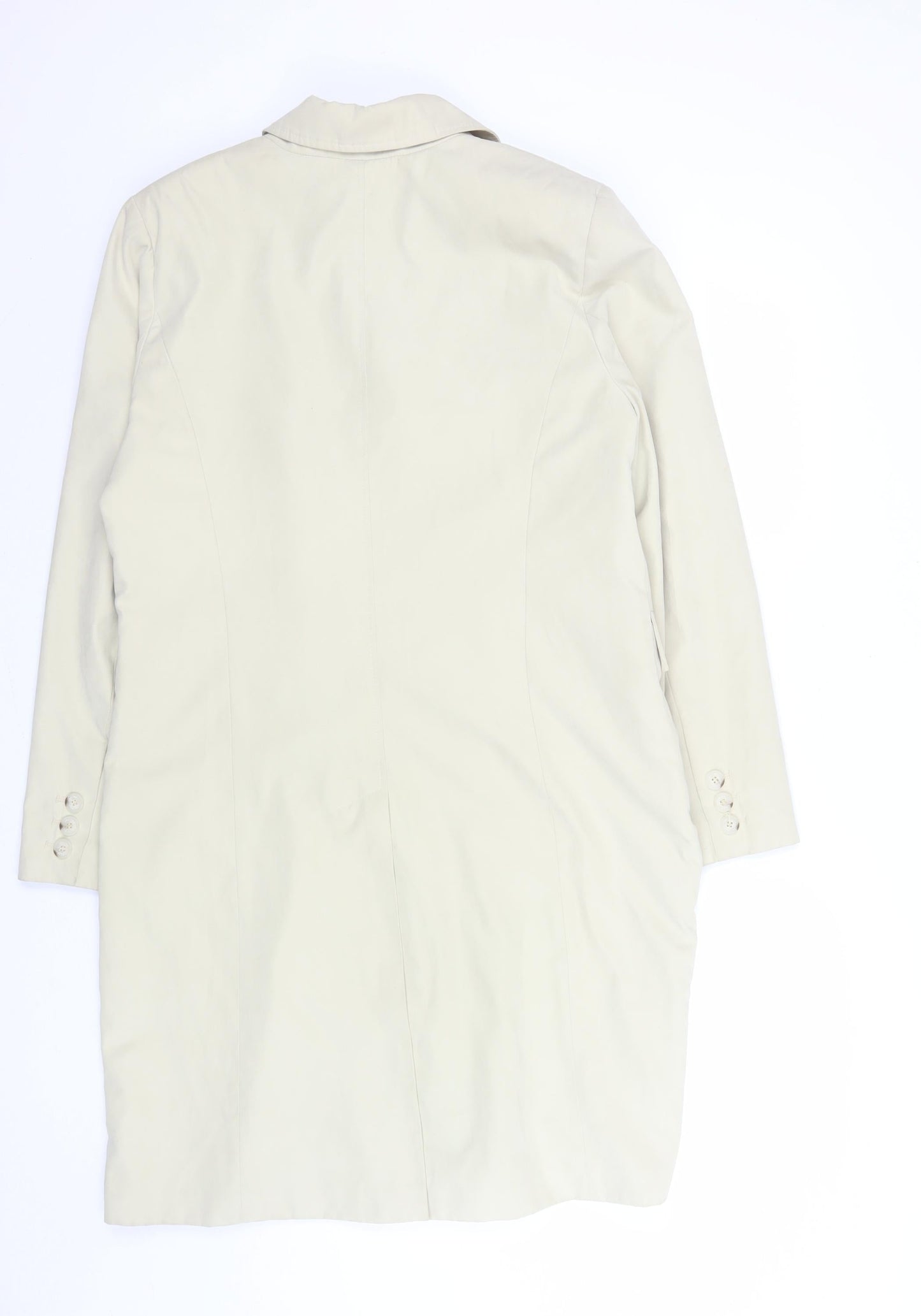 Outer Layer Women’s Beige Long Overcoat Size 16 Twill Single-Breasted
