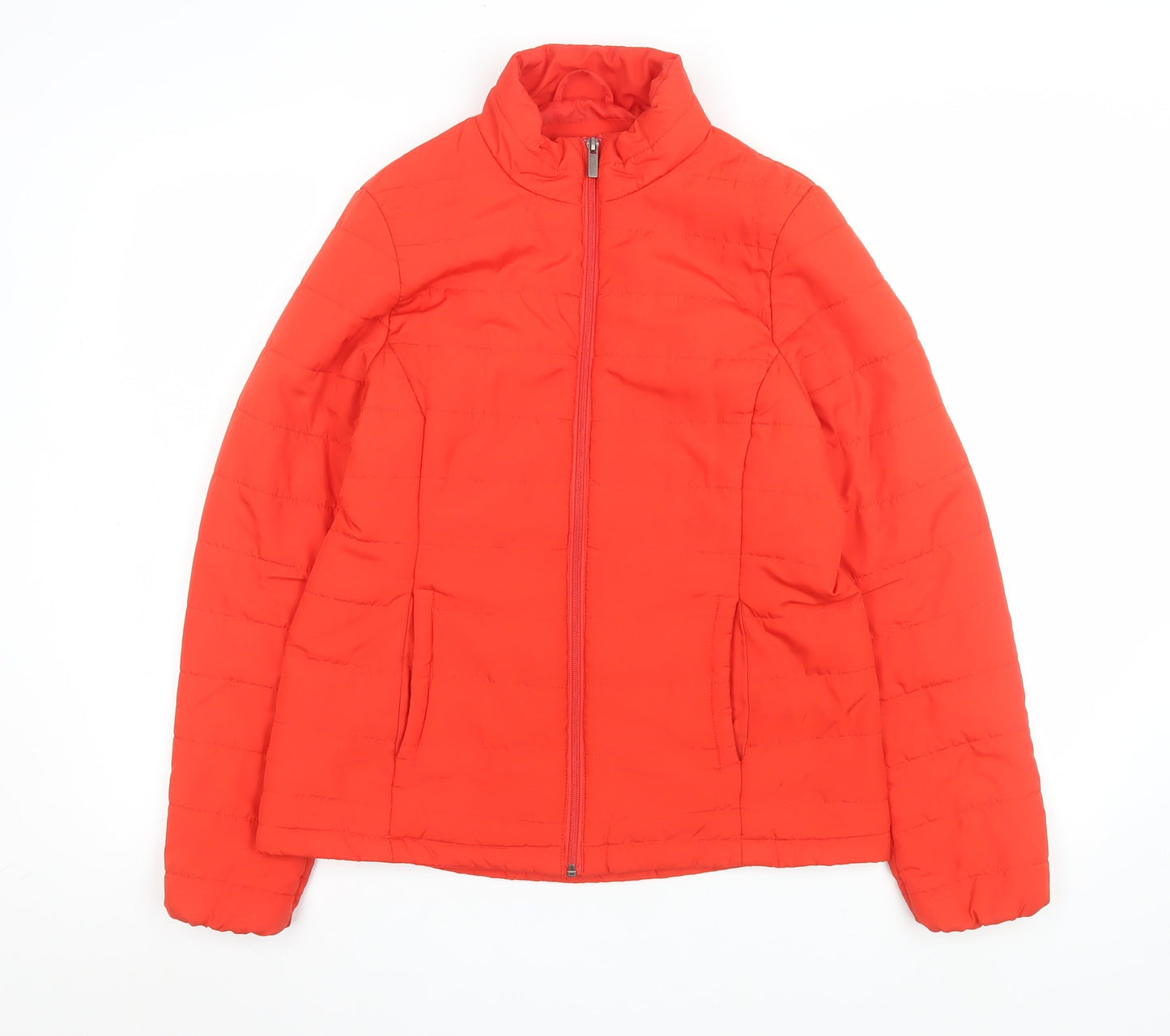 Marks and Spencer Women's Red Puffer Jacket Size 10 Lightweight Zip Up