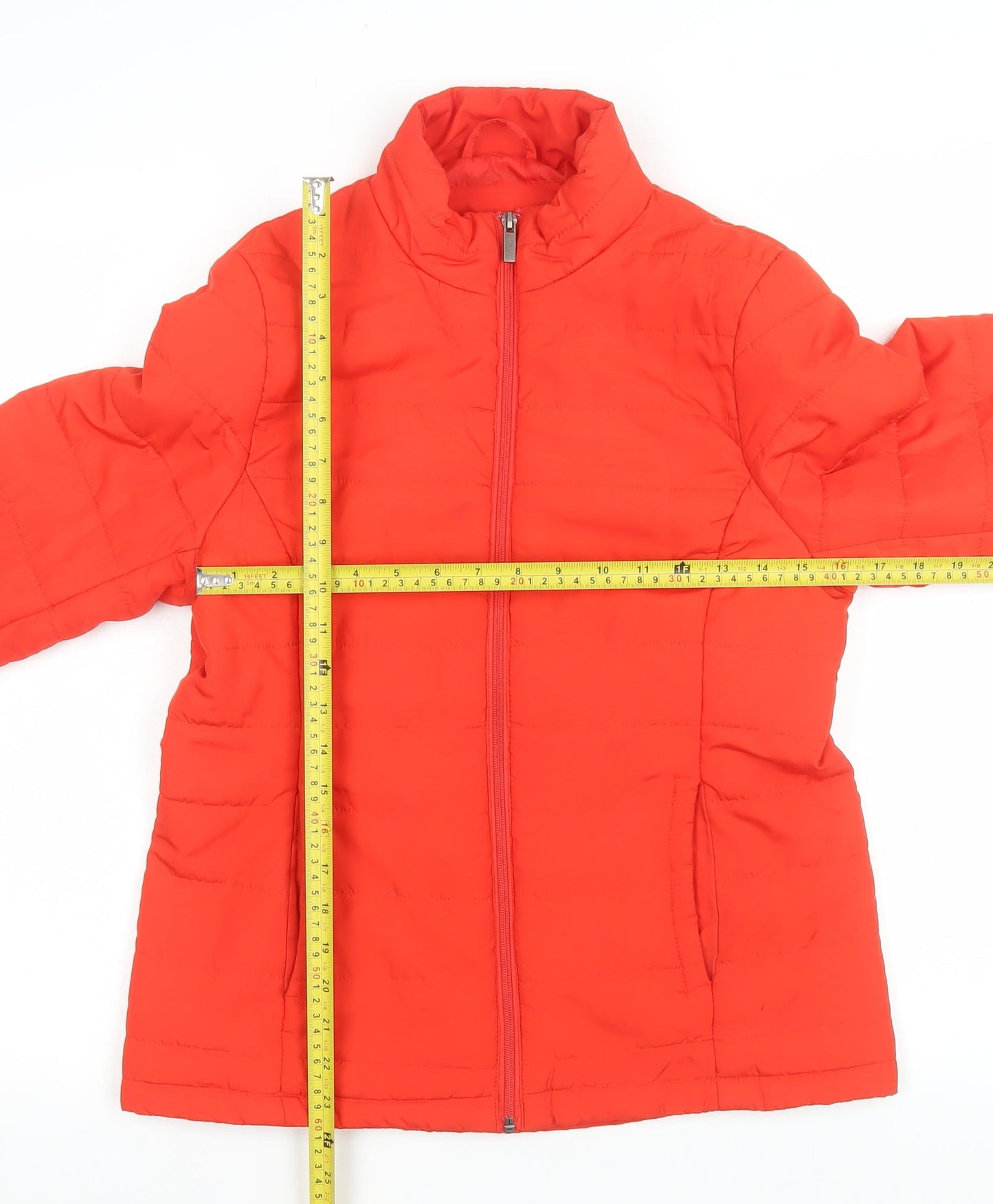 Marks and Spencer Women's Red Puffer Jacket Size 10 Lightweight Zip Up