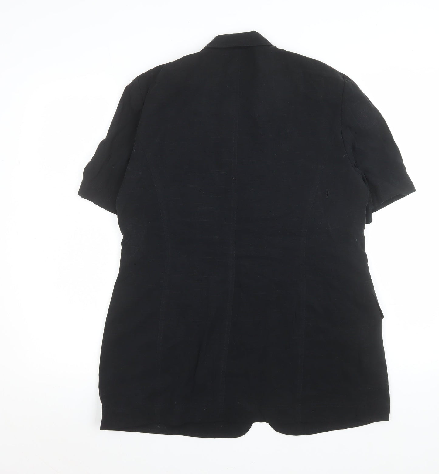 Country Casuals Women's Black Short Sleeve Button Tunic Blouse Size 12