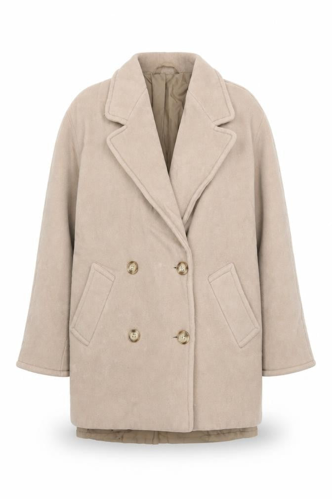 Marks & Spencer Women’s Beige Wool Pea Coat Size 10 Vintage