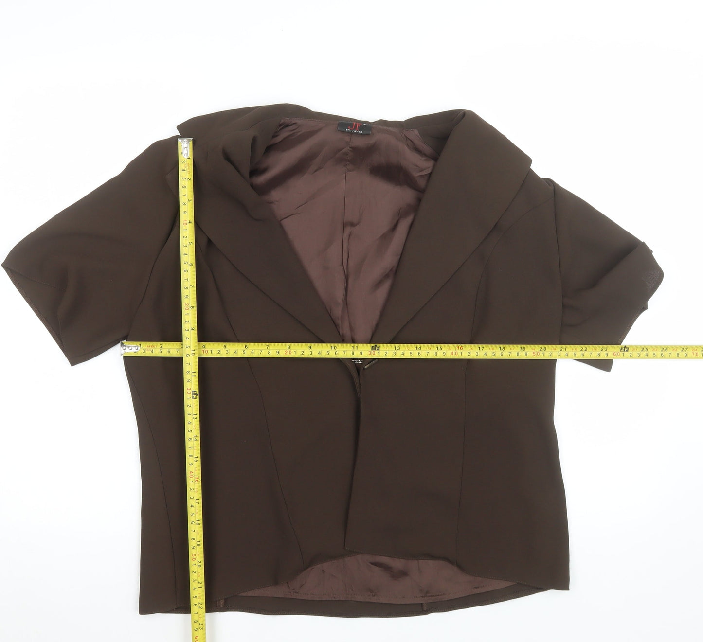 JF by Javid Women's Brown Polyester Short Sleeve Blouse UK 16