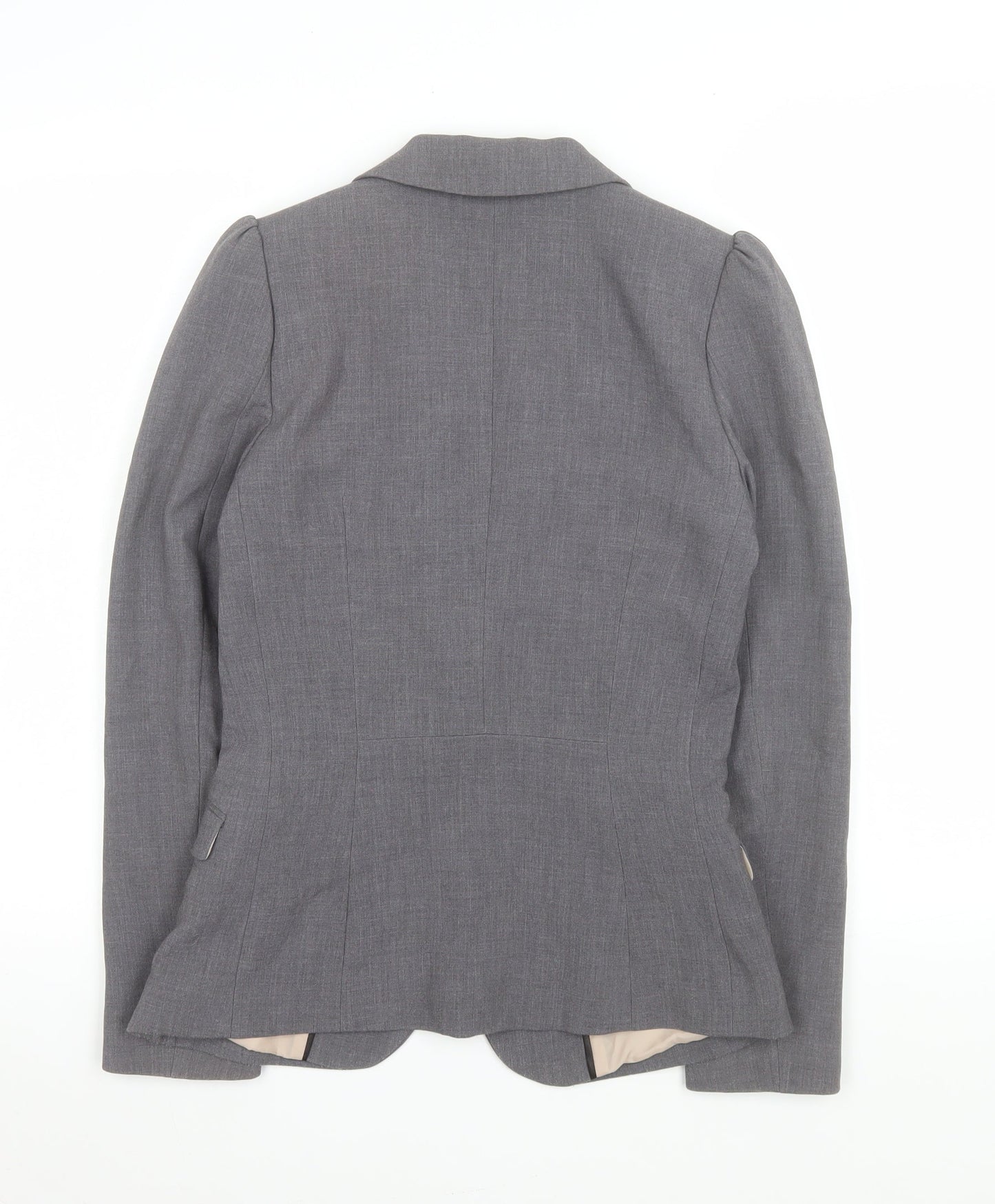 H&M Women Grey Single-Breasted Suit Jacket Size 8 Classic Fit