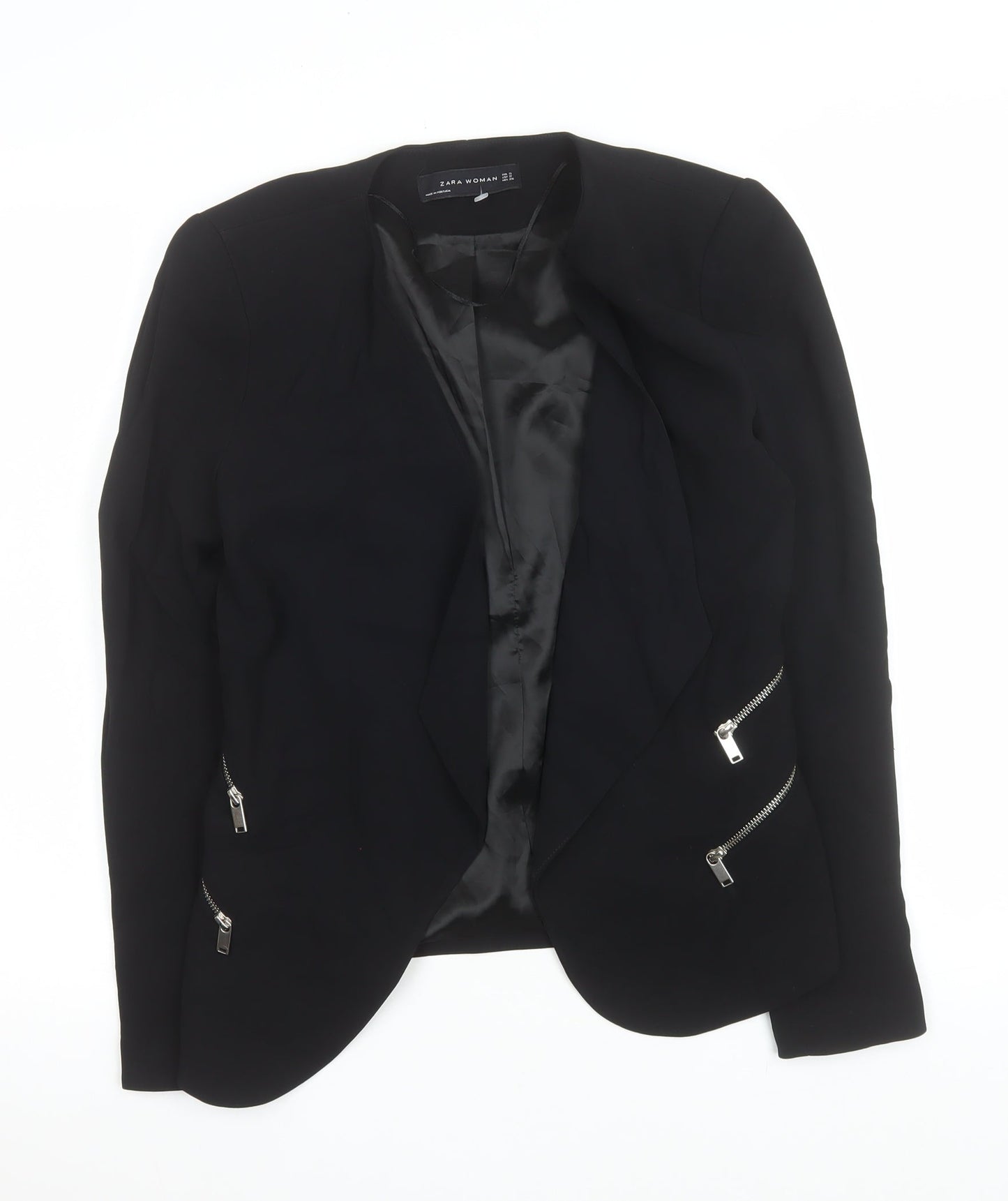 Zara Woman Black Slim Fit Tailored Blazer Jacket UK 8