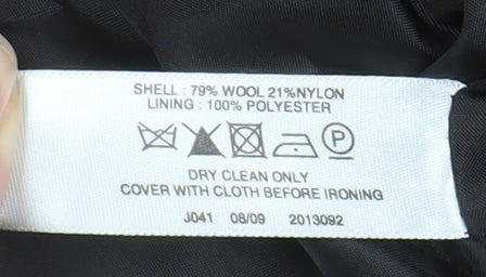 EWM Pure Classics Women's Black Wool Blend Mid-Length Coat Size 14