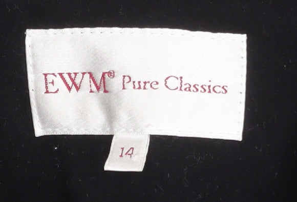 EWM Pure Classics Women's Black Wool Blend Mid-Length Coat Size 14