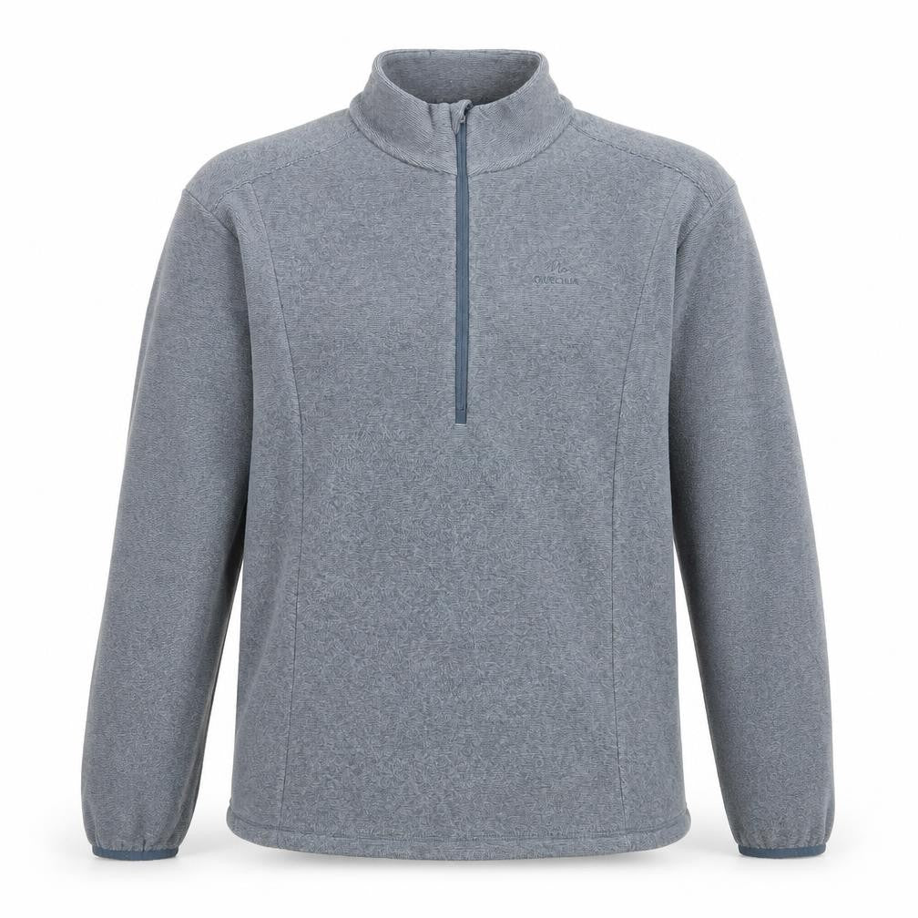 Decathlon Men Grey XL Fleece 1/2 Zip Pullover Sweatshirt