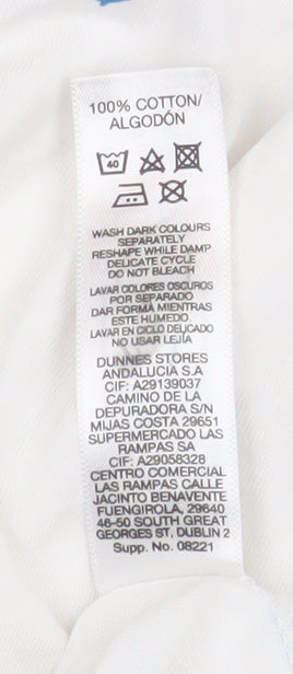 Dunnes Stores Women White Nautical Print Cotton T-Shirt 2XL