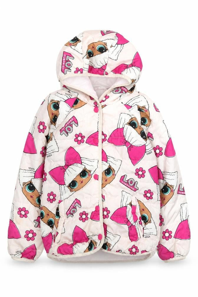 LOL Surprise Girls Pink Hooded Puffer Jacket Coat Age 8 Years