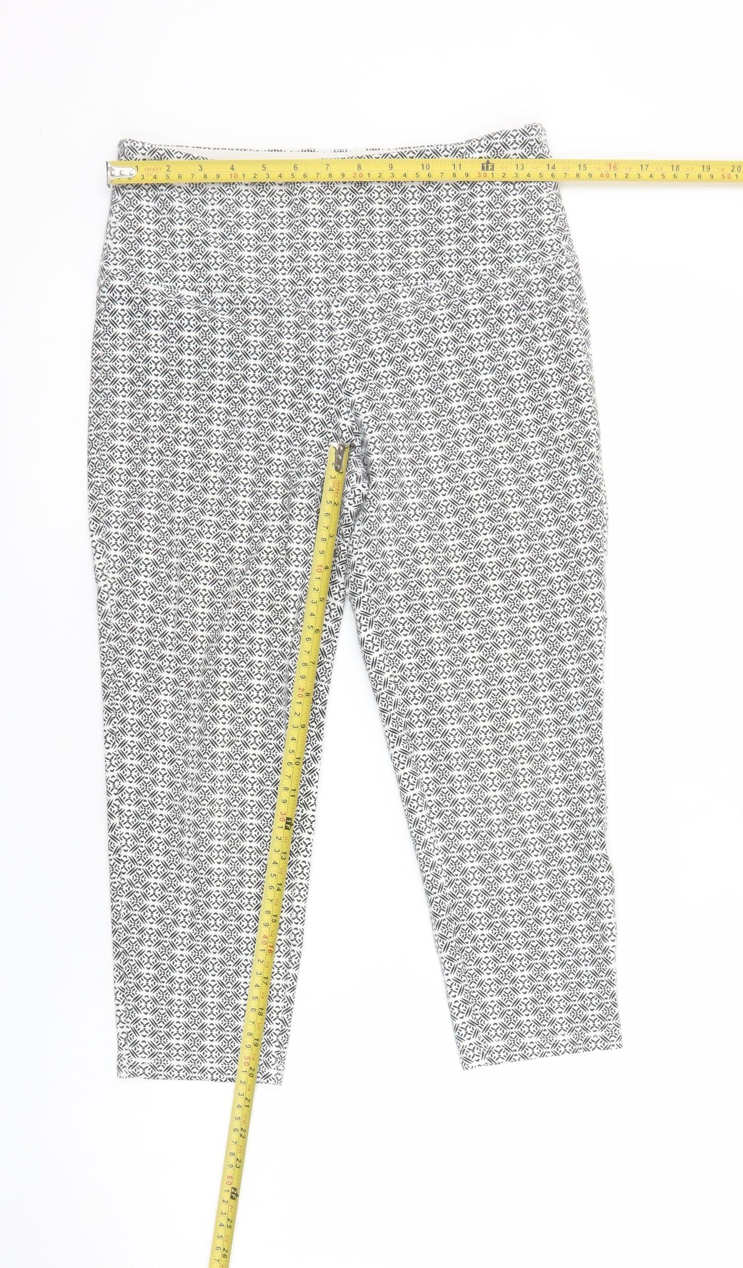 Suavé Womens Black Geometric Capri Leggings Small Tummy Control