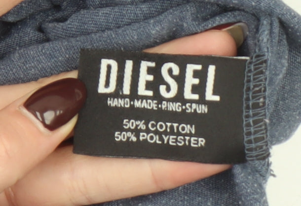 Mens UK Size M Diesel Blue  Cotton Blend T-Shirt