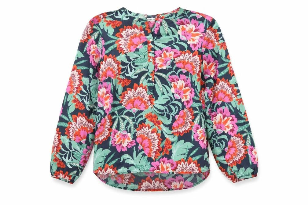 Gallery Womens Multicoloured Floral Long Sleeve Tunic Blouse Size 10