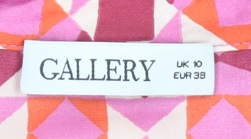 Gallery Womens Pink Geometric Long Sleeve Tunic Blouse Size 10