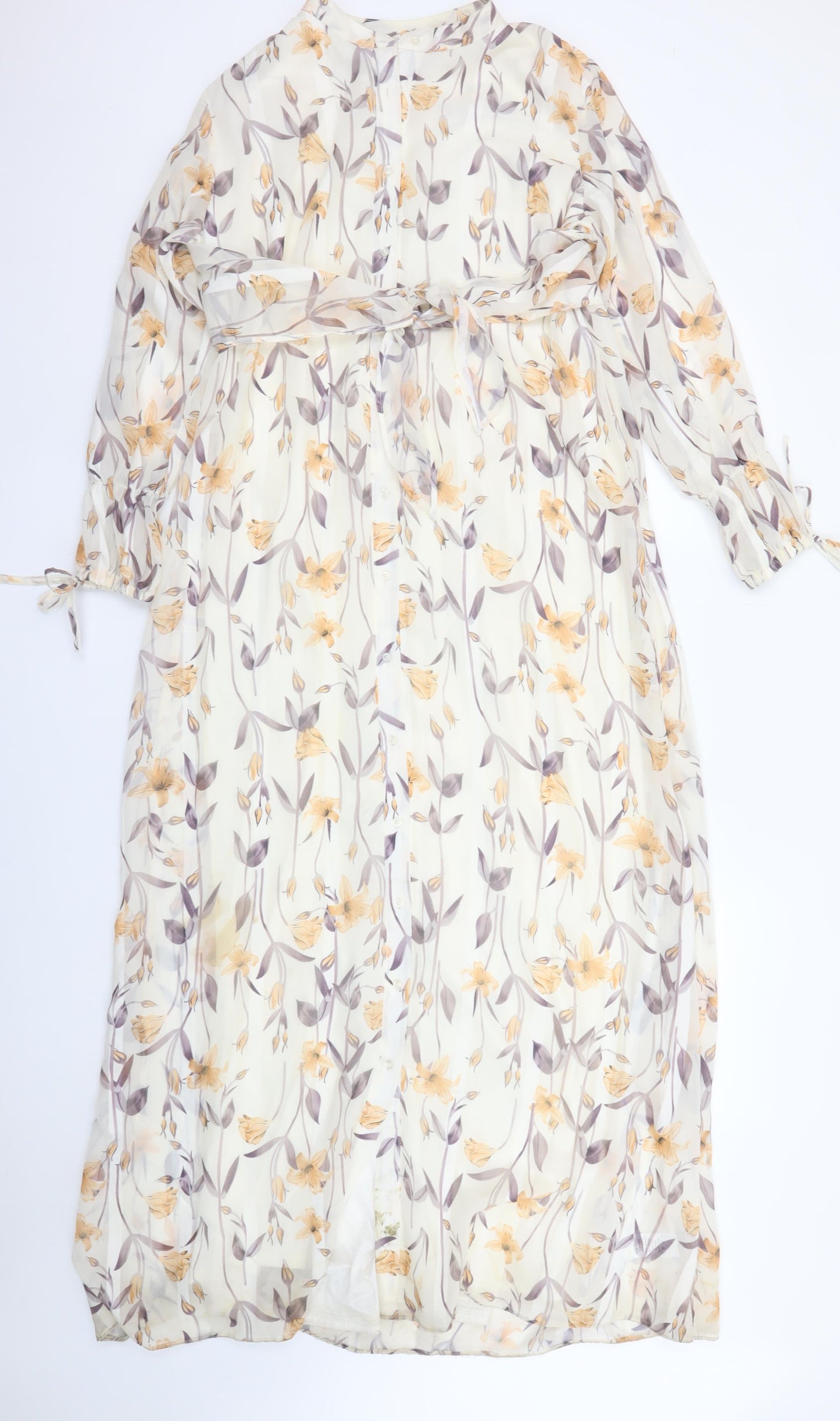 Jezza Women’s Ivory Floral Chiffon Maxi Dress Size 10