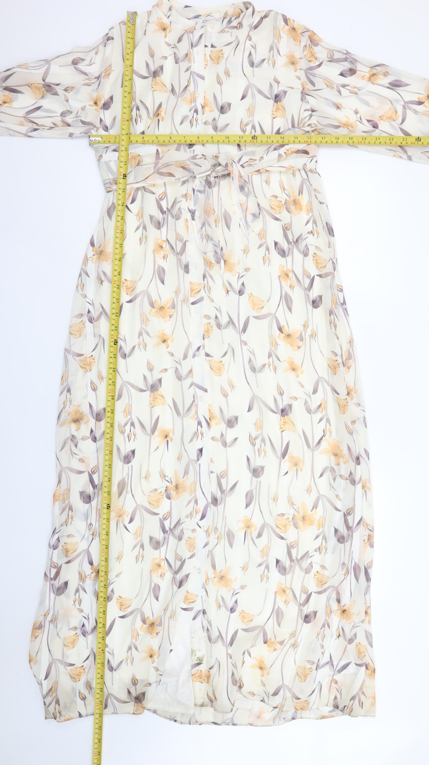 Jezza Women’s Ivory Floral Chiffon Maxi Dress Size 10