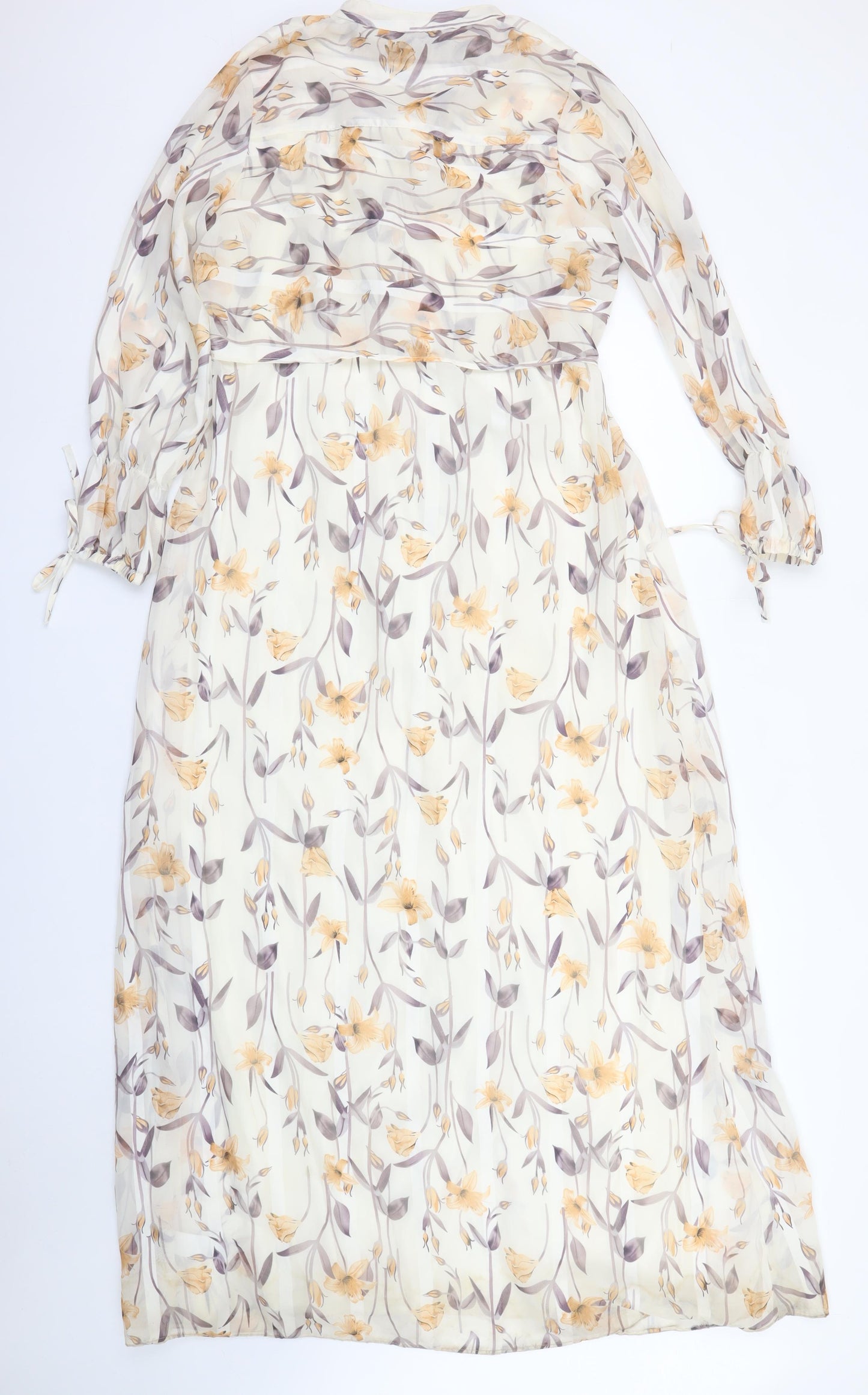 Jezza Women’s Ivory Floral Chiffon Maxi Dress Size 10