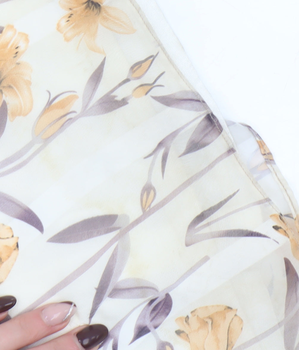 Jezza Women’s Ivory Floral Chiffon Maxi Dress Size 10