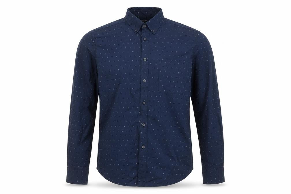Dunnes Men's Blue Regular Fit Cotton Long Sleeve Button-Up Shirt L