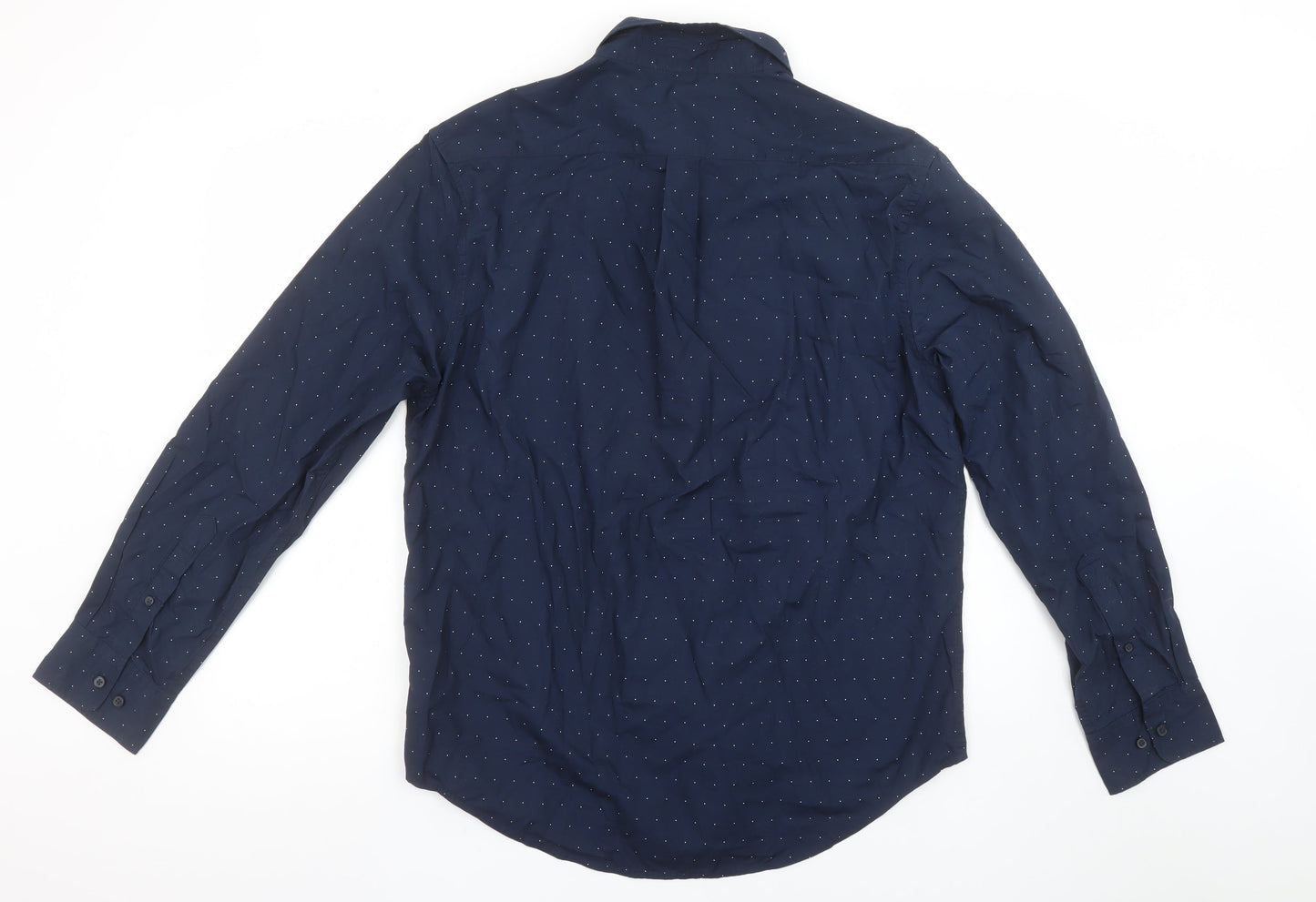 Dunnes Stores Men's Blue Regular Fit Cotton Long Sleeve Button-Up Shirt L