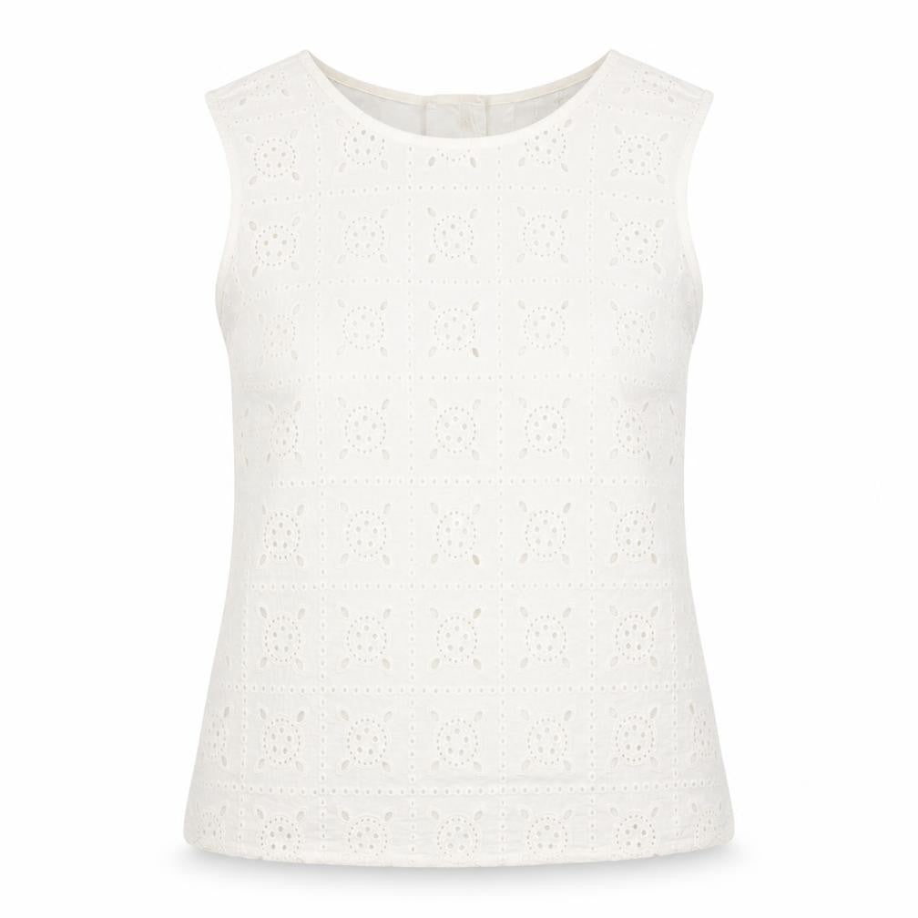 Warehouse Women’s Ivory Cotton Lace Sleeveless Camisole Blouse UK 8