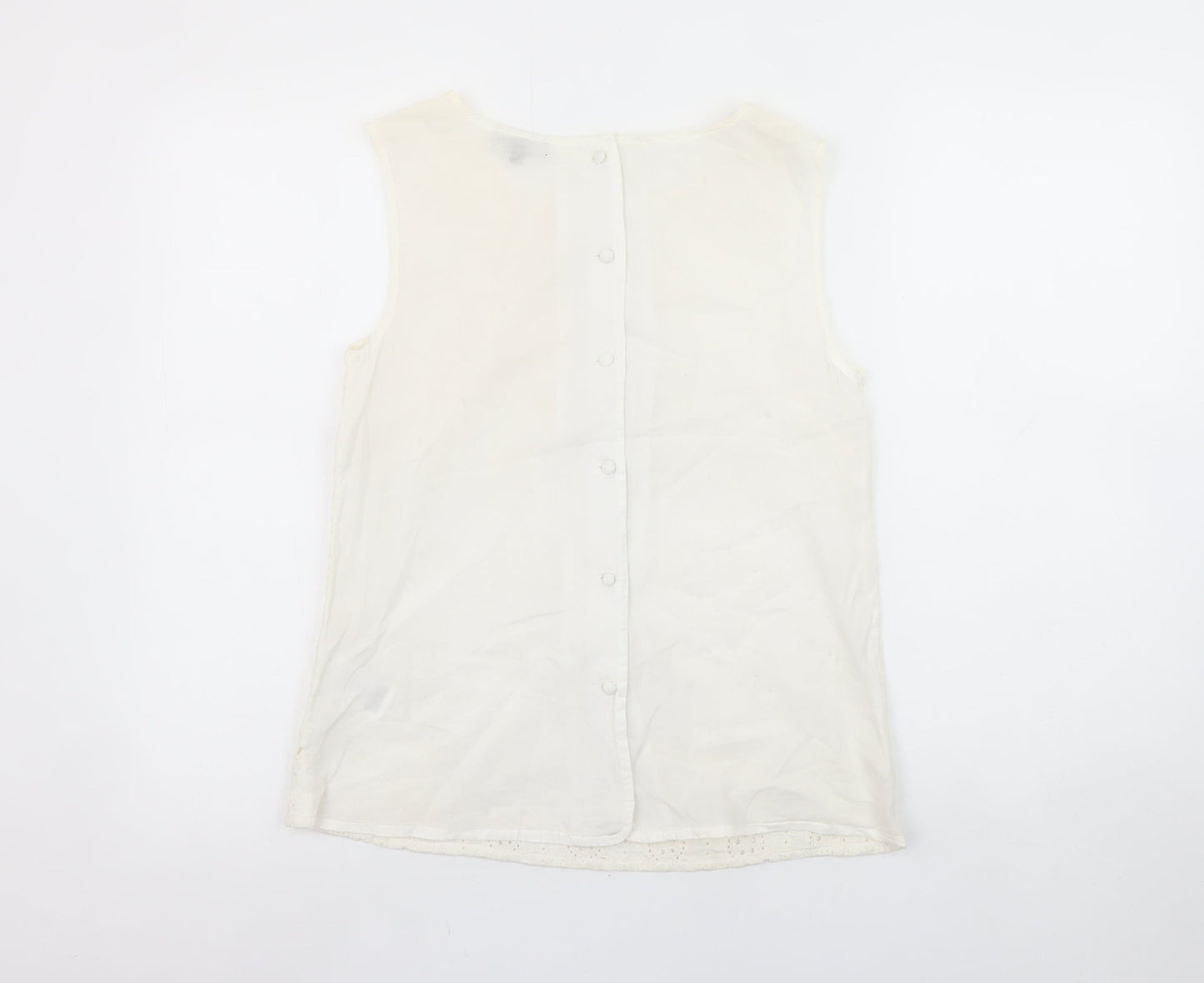 Warehouse Women’s Ivory Cotton Lace Sleeveless Camisole Blouse UK 8