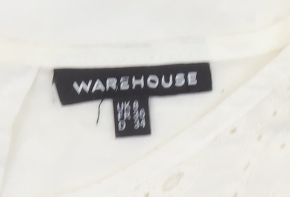 Warehouse Women’s Ivory Cotton Lace Sleeveless Camisole Blouse UK 8