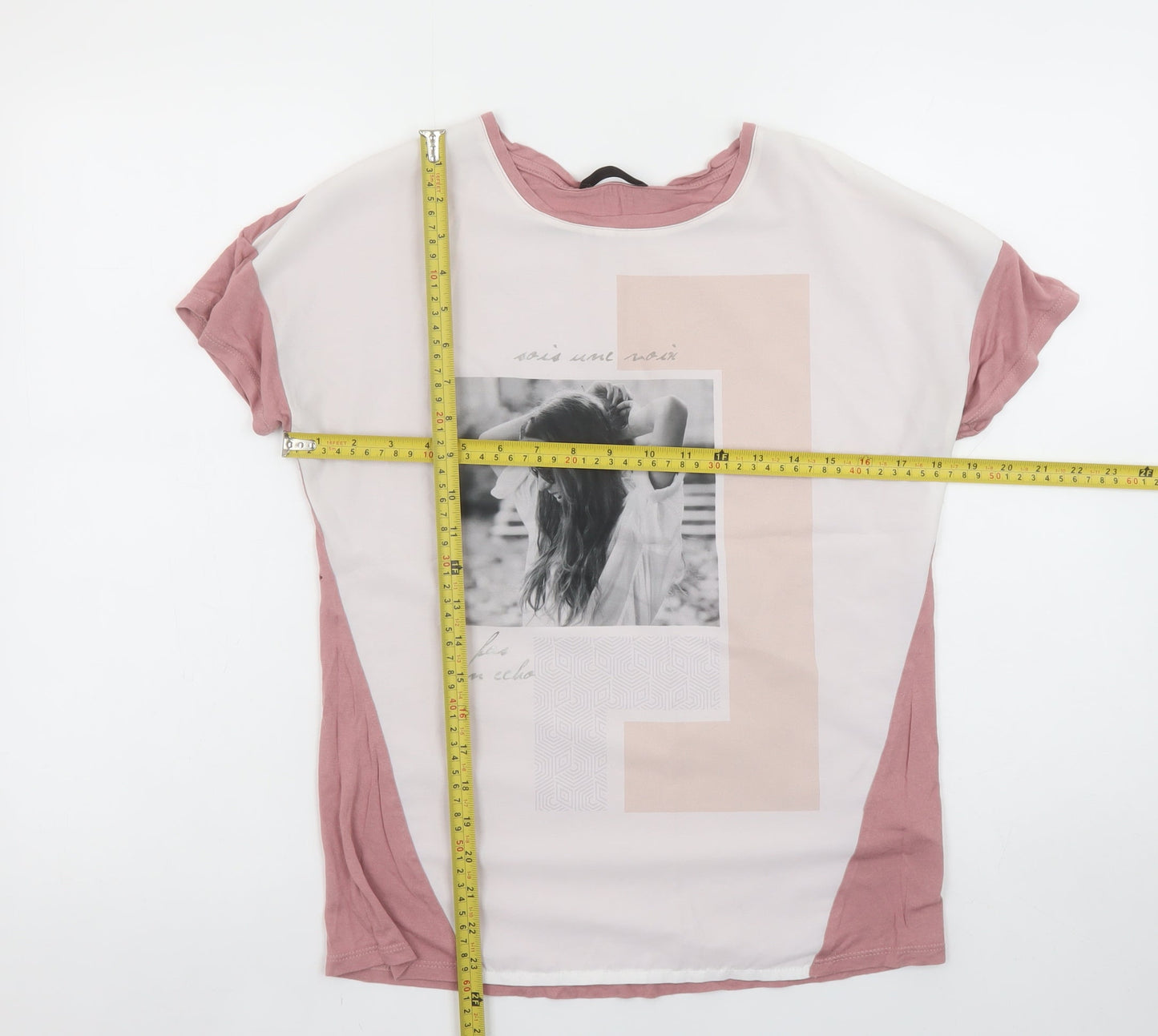 Dunnes Womens Pink Graphic Print Short Sleeve T-Shirt Size 8