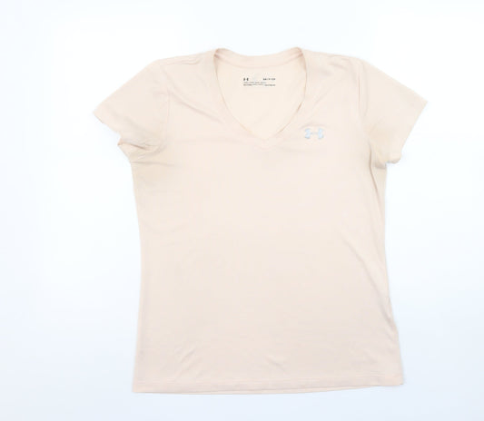 Womens UK Size S Under armour Beige Polyester Blend T-Shirt