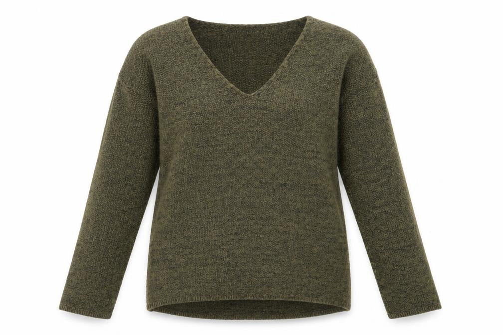 H&M Women’s Green V-Neck Cotton Knit Jumper Size 8