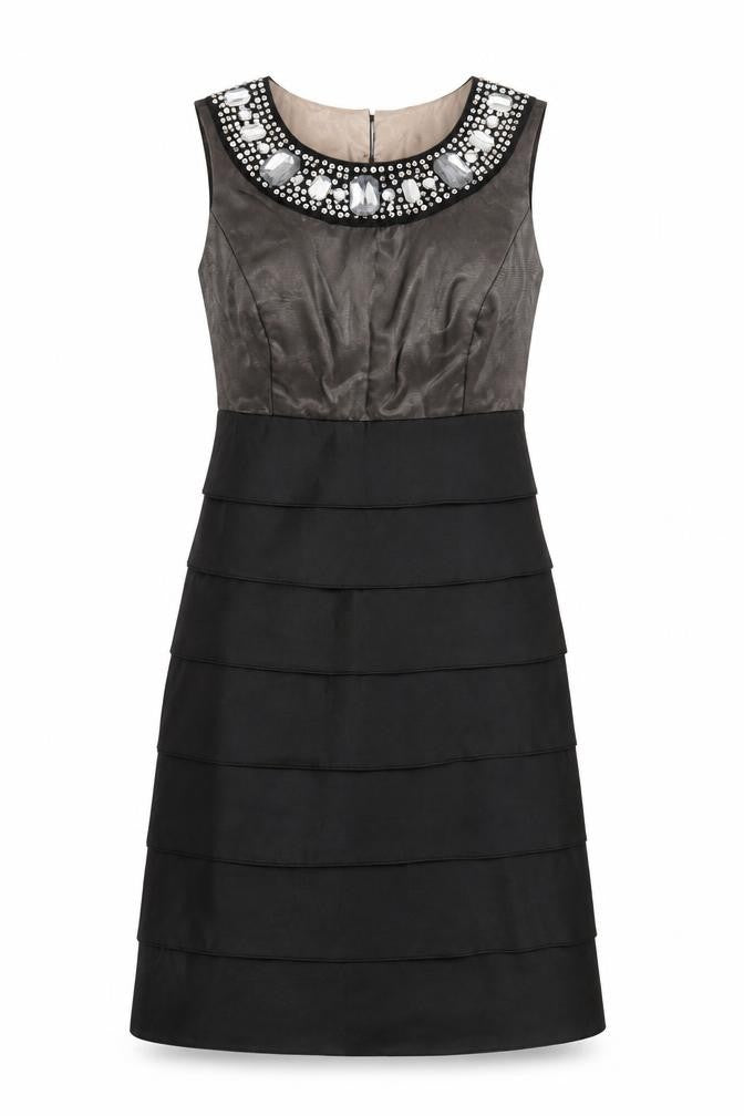 Next Women’s Black Beaded Sleeveless Shift Dress Size 10
