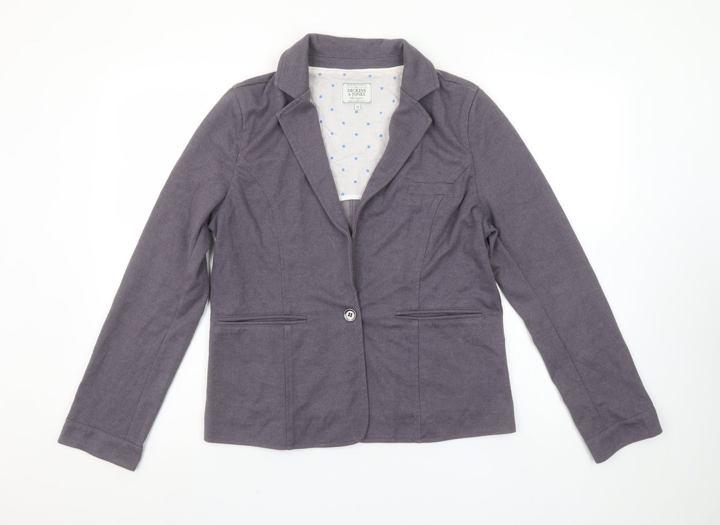 Dickins & Jones Women’s Grey Cotton Blend Blazer UK 10 Single-Breasted Jacket