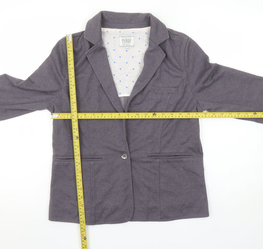 Dickins & Jones Women’s Grey Cotton Blend Blazer UK 10 Single-Breasted Jacket