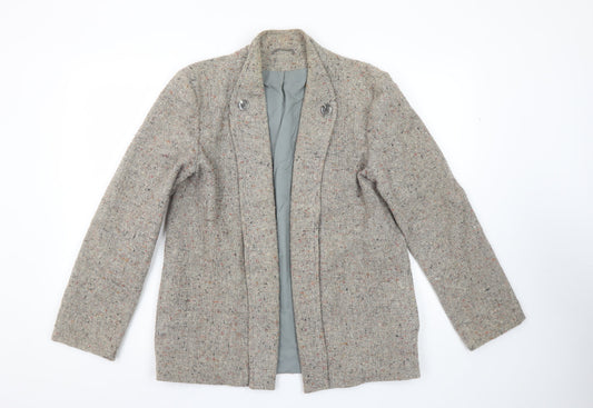 Richard Shops Women Beige Wool Blend Tweed Single-Breasted Blazer Size 14