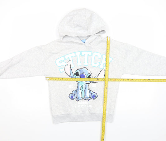Disney Girls Grey Stitch Pullover Hoodie 6 Years Fleece Long Sleeve