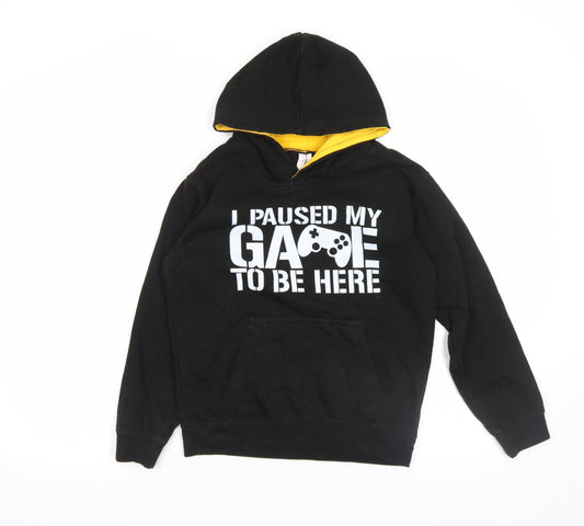 Just Hoods Boys Black Pullover Gaming Hoodie L (9-11 Years)