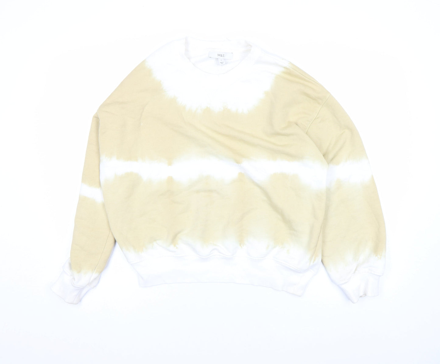 Marks and Spencer Men's Beige Tie Dye Sweatshirt Size S