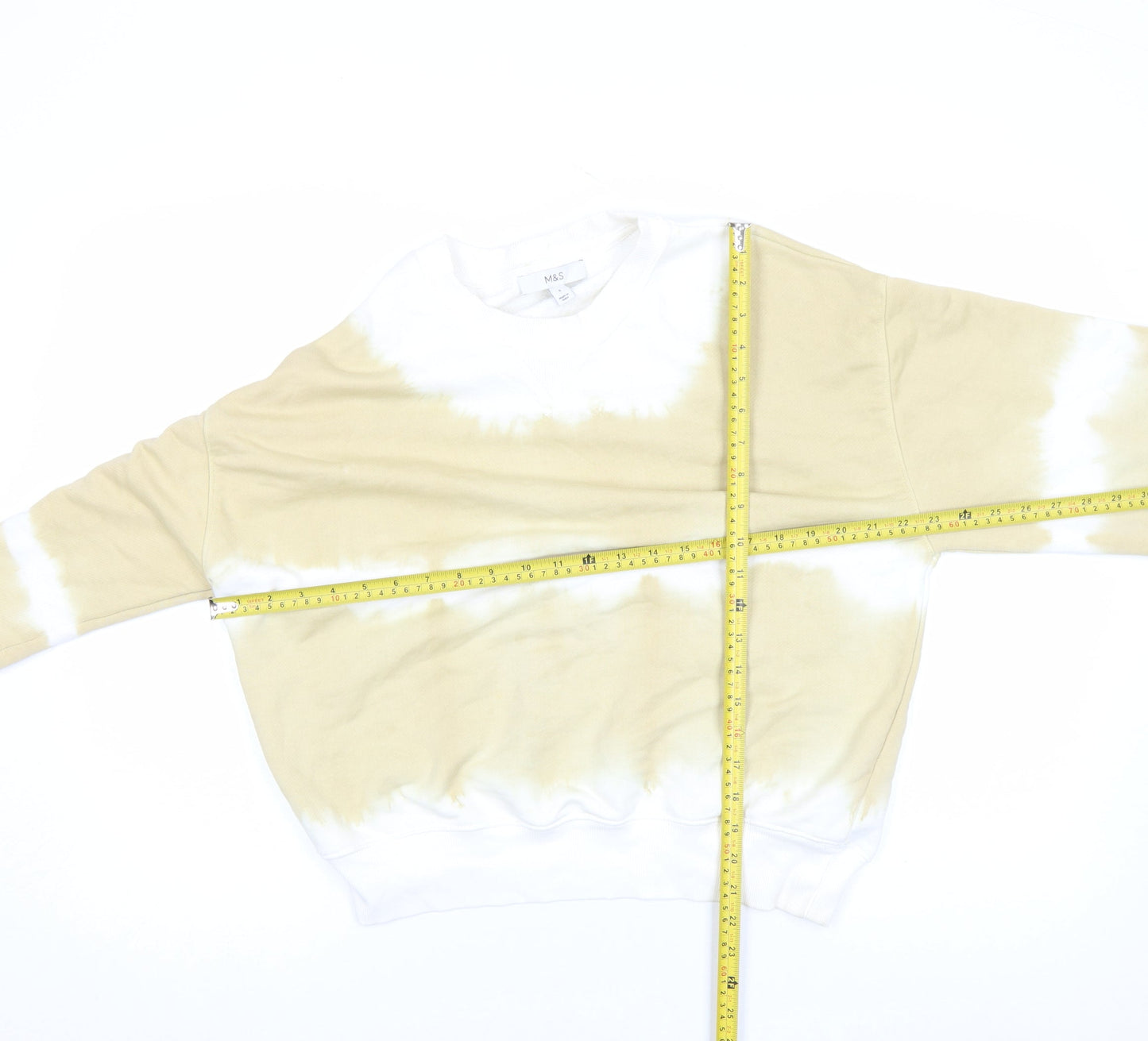 Marks and Spencer Men's Beige Tie Dye Sweatshirt Size S