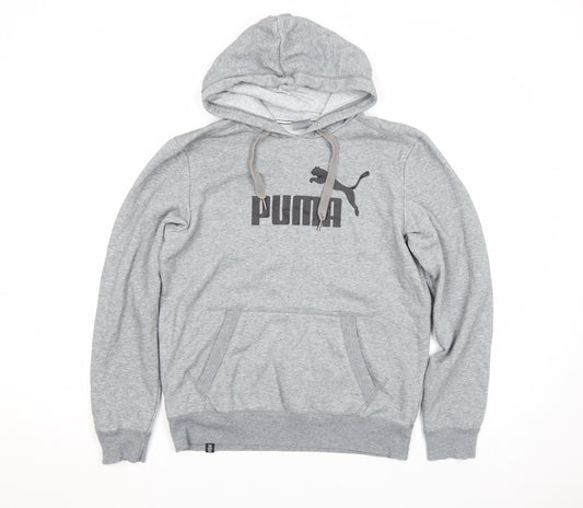 Mens UK S Regular PUMA Grey Pullover Hoodie