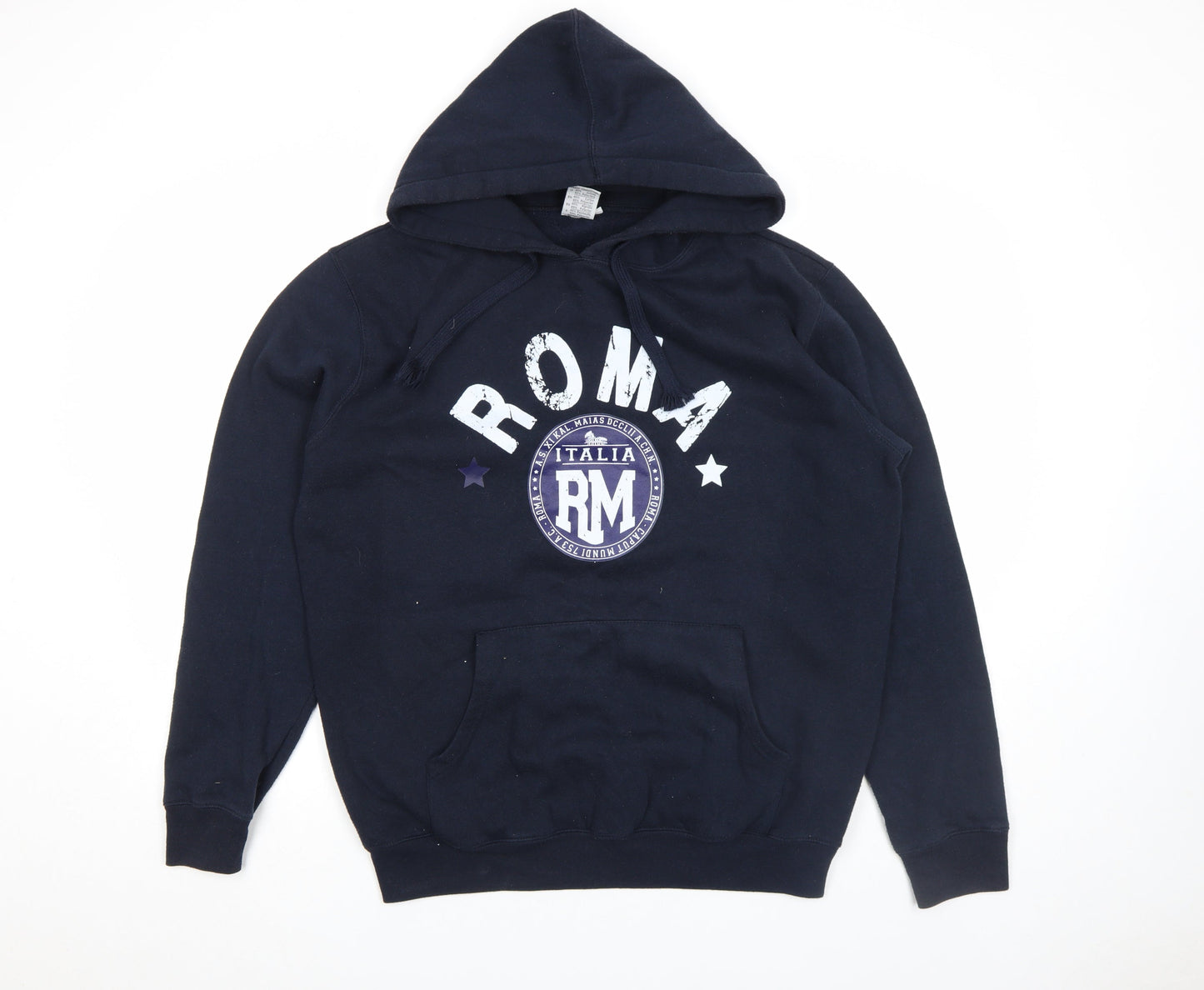 Lemon Collection Men's Blue Pullover Hoodie XL ROMA Print