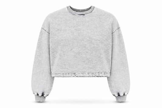 Primark Denim Co Women Grey Cropped Pullover Sweatshirt Size 6