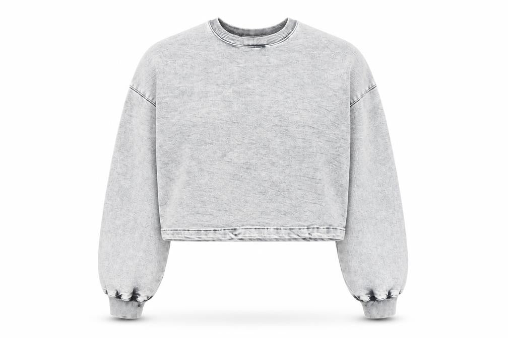 Primark Denim Co Women Grey Cropped Pullover Sweatshirt Size 6