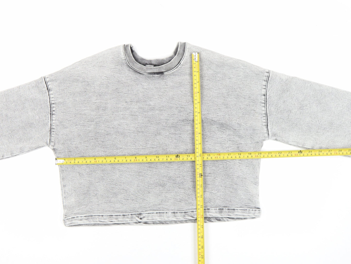 Primark Denim Co Women Grey Cropped Pullover Sweatshirt Size 6