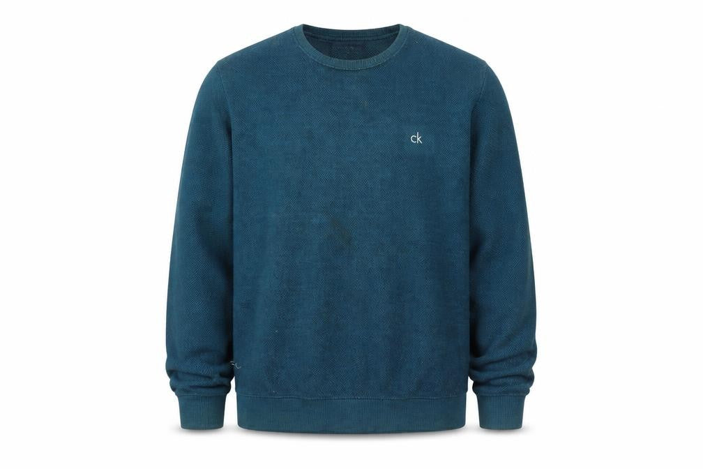 Mens UK L Regular Calvin Klein Blue Pullover Sweatshirt