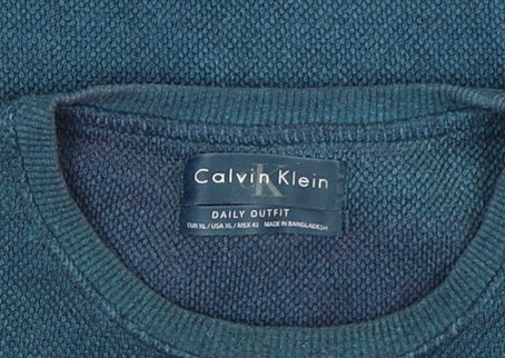 Mens UK L Regular Calvin Klein Blue Pullover Sweatshirt