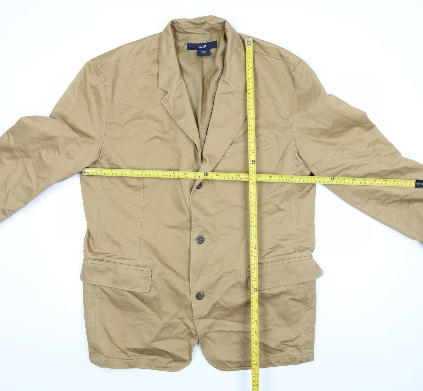 GAP Women’s Beige Cotton Blazer XL Regular Mid Length Jacket