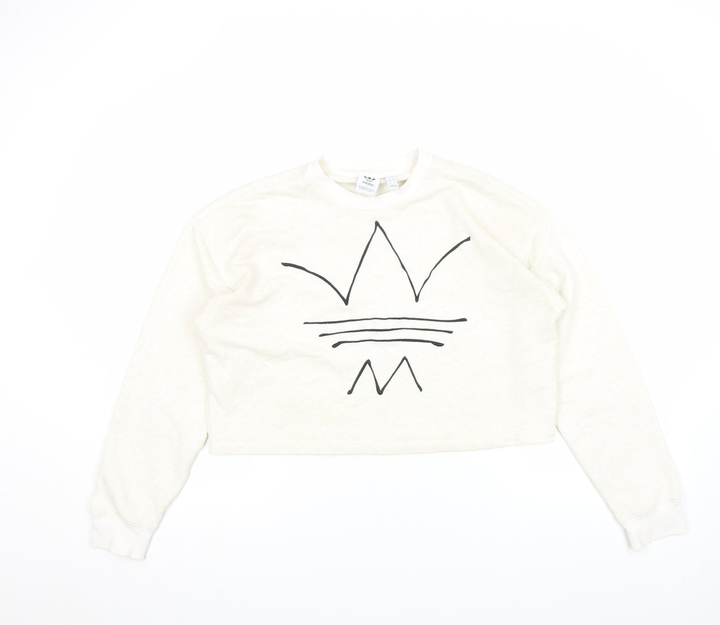 Womens UK 10 Regular adidas Ivory Pullover Sweatshirt
