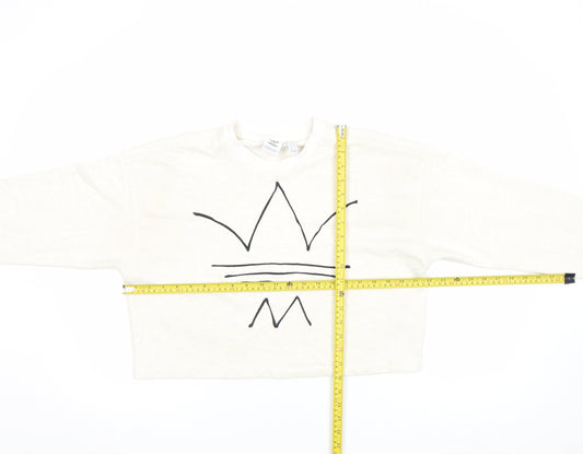 Womens UK 10 Regular adidas Ivory Pullover Sweatshirt