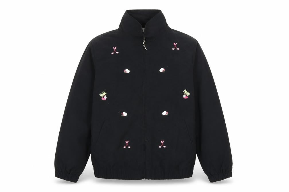 K.T. Soft by Kenneth Too! Women's Black Petite Embroidered Zip Jacket L