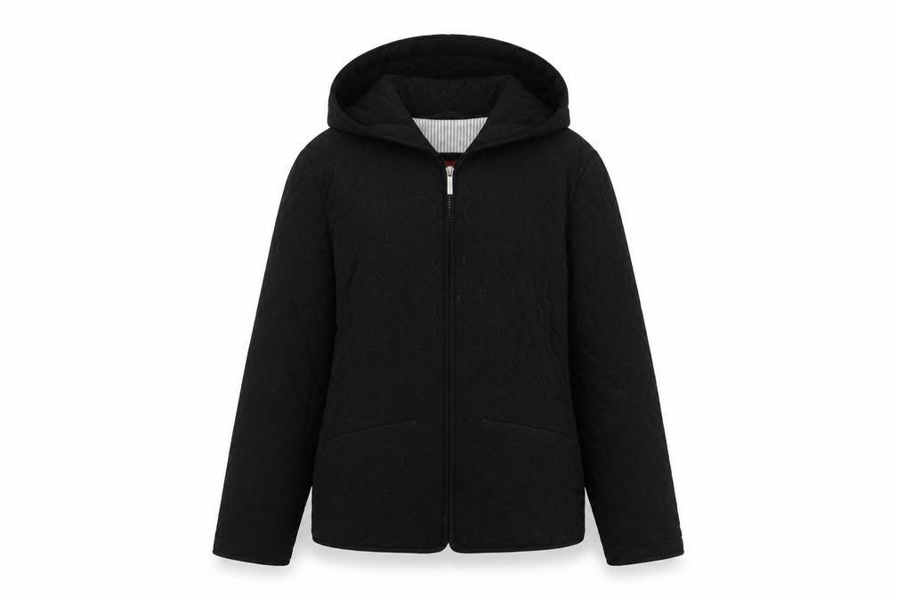 ESPRIT Womens Black Quilted Hooded Mid-Length Jacket Size M