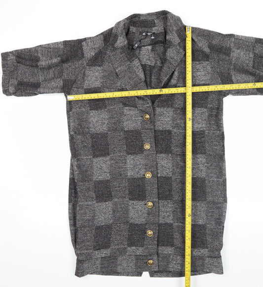 Oli Fusion by PPQ Women's Grey Check Short Sleeve Waistcoat UK 10